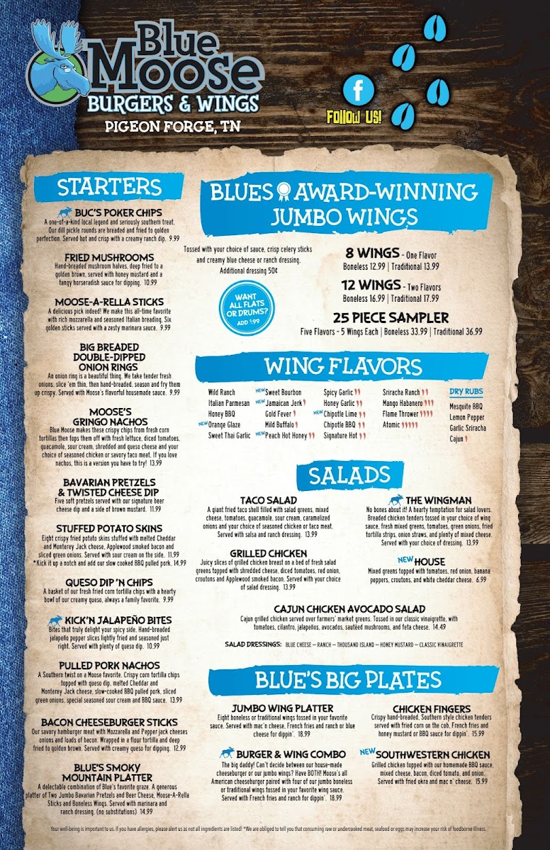 Blue Moose Burgers & Wings Menu - Image 2