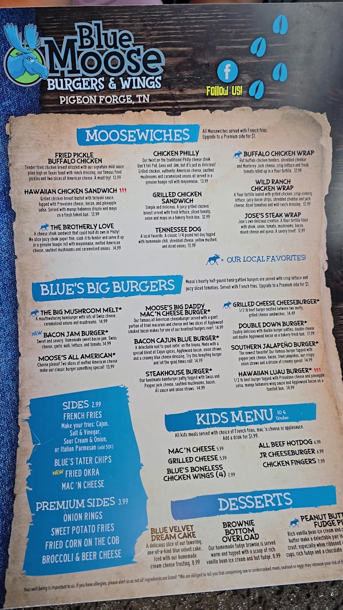Blue Moose Burgers & Wings Menu - Image 4