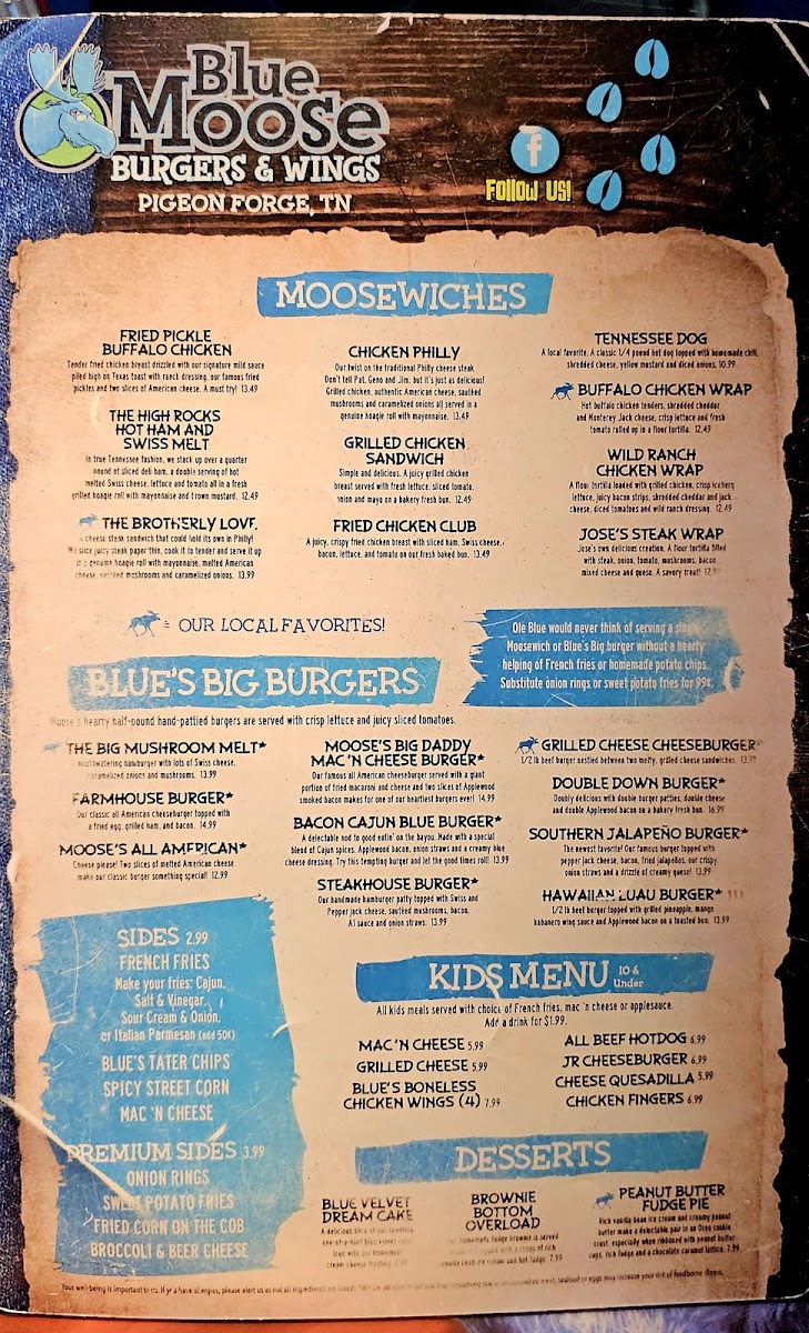 Blue Moose Burgers & Wings Menu - Image 6
